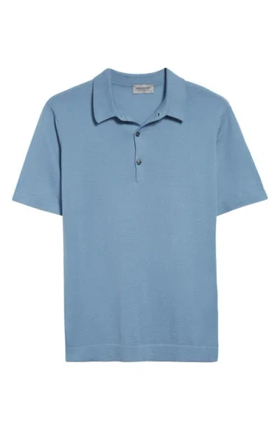 John Smedley Mycroft Cotton Polo Sweater In Sea Glass