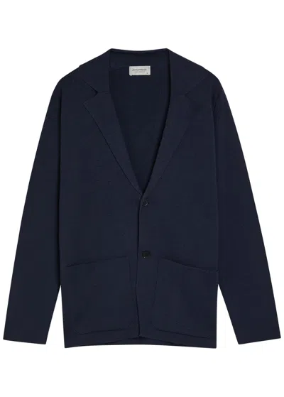 John Smedley Narah Notched-lapel Cardigan In Blue