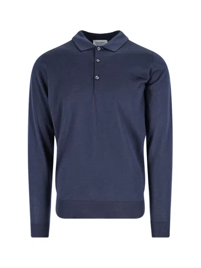 John Smedley Navy Bepler Extra-fine Merino Wool Polo Shirt In Blue
