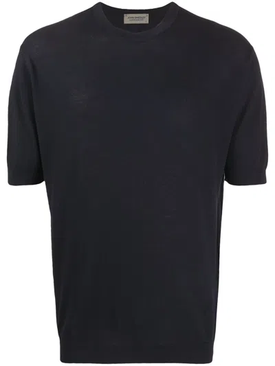 JOHN SMEDLEY JOHN SMEDLEY NAVY BLUE COTTON T-SHIRT