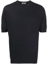 John Smedley Belden Short Sleeves Crew Neck T-shirt Clothing In Navy Blue