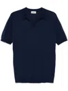 John Smedley Polo Shirt With Pointed Collar And V-neck In Blue