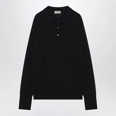 John Smedley Navy Blue Finchley Polo In Cotton