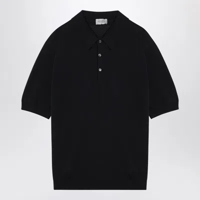 John Smedley Navy Blue Isis Polo In Cotton