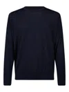 John Smedley Cotton Crew Neck Sweater In Navy Blue