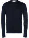 John Smedley Navy Blue V-neck Sweater In Blue