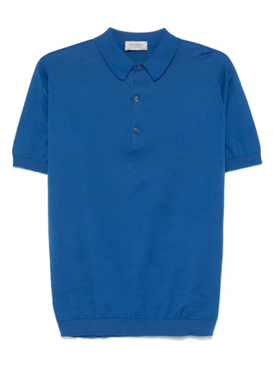 John Smedley Navy Short-sleeve Cotton Adrian Shirt In Blue