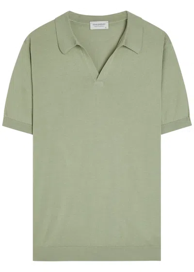 John Smedley Noah Fine-knit Cotton Polo Shirt In Green