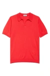John Smedley Noah Johnny Collar Sweater Polo In Nexus Red