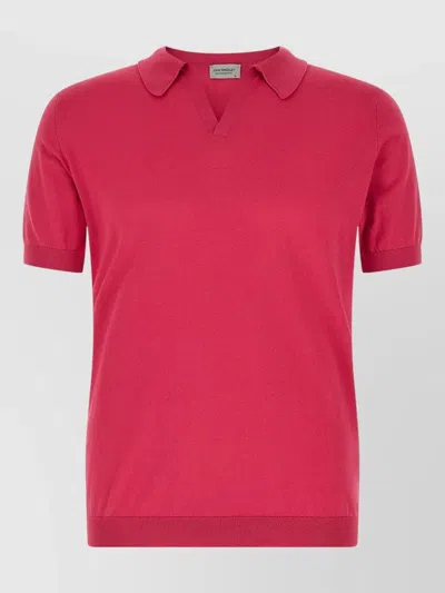 John Smedley Noah Polo Shirt Short Sleeve Ribbed Hem In Red