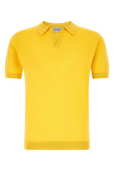 John Smedley Noah Knitted Polo Shirt Short Sleeves In Yellow