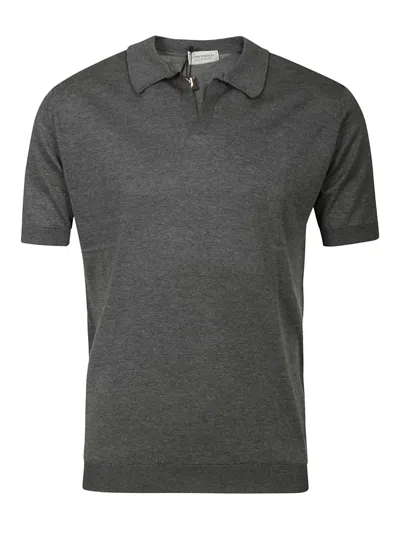 John Smedley Noah Skipper Collar Shirt Ss In Gray