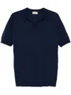 John Smedley Polo Shirt With Pointed Collar And V-neck In Blue