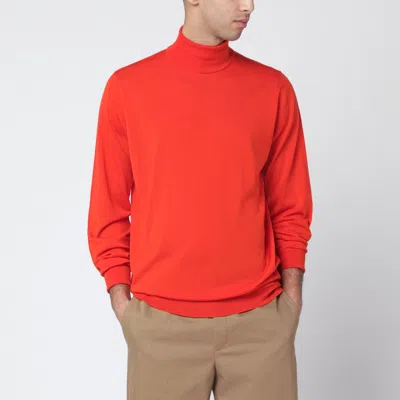 JOHN SMEDLEY JOHN SMEDLEY ORANGE WOOL TURTLENECK SWEATER