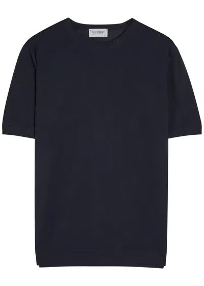 John Smedley Park Fine-knit Cotton T-shirt In Blue