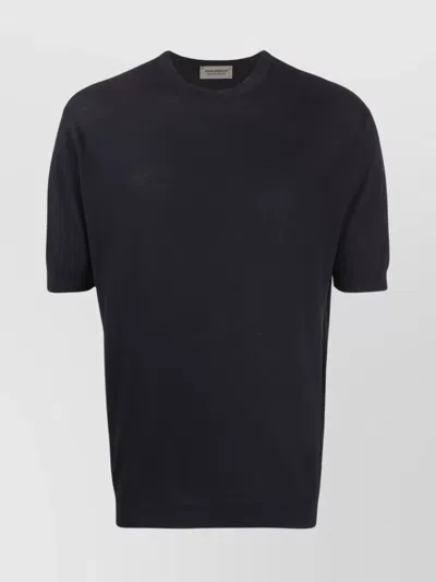 John Smedley Park Pique Knit Crew Neck T-shirt In Black