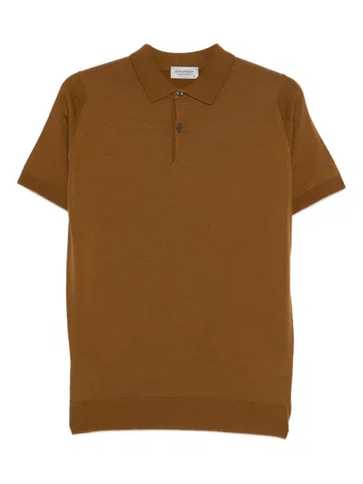John Smedley Payton Buttoned Short-sleeve Polo Shirt In Brown