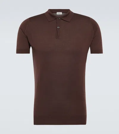 John Smedley Payton Wool Polo Shirt In Brown