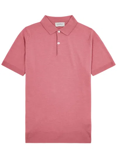 John Smedley Payton Wool Polo Shirt In Pink