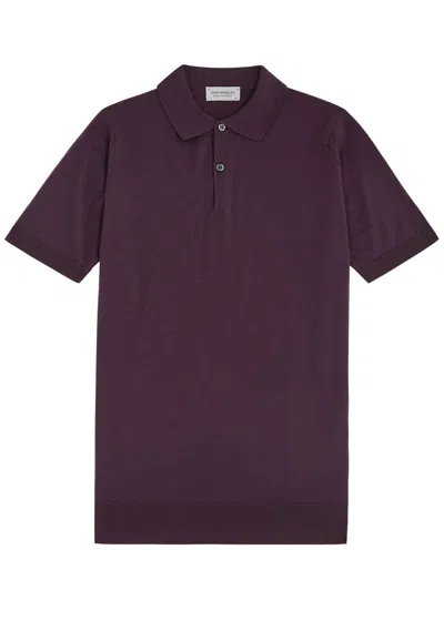 John Smedley Payton Wool Polo Shirt In Purple