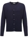 John Smedley V-neck Wool Cardigan With Ribbed Cuffs And Hem In Gold
