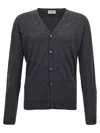 John Smedley Classic V-neck Cardigan With Ribbed Cuffs And Hem In Gray