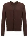 John Smedley V-neck Cardigan Long Sleeves In Brown