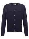 John Smedley V-neck Wool Cardigan With Ribbed Cuffs And Hem In Gold