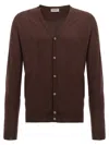John Smedley V-neck Cardigan Long Sleeves In Brown