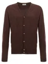 John Smedley V-neck Cardigan Long Sleeves In Brown