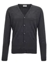 John Smedley Classic V-neck Cardigan With Ribbed Cuffs And Hem In Gray