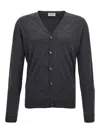 John Smedley Classic V-neck Cardigan With Ribbed Cuffs And Hem In Grey