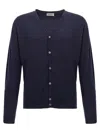 John Smedley V-neck Wool Cardigan With Ribbed Cuffs And Hem In Gold