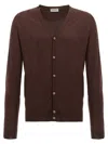 John Smedley V-neck Cardigan Long Sleeves In Brown