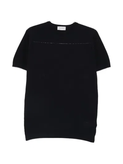 John Smedley Pique-knit Ribbed-trim T-shirt In Blue