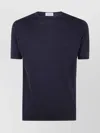 John Smedley Plain Crew Neck T-shirt Short Sleeves In Blue