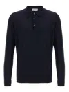 John Smedley Mens Midnight Belper Knitted Polo Jumper In Blue