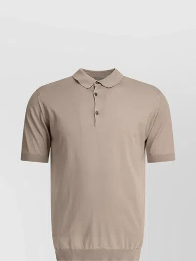 John Smedley Polo Collared Shirt Ribbed Cuffs In Grey