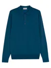 John Smedley Polo Sweater With Ribbed Cuffs And Hem In Blue