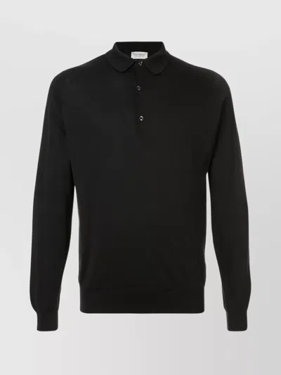 John Smedley Polo Slim Fit Long Sleeves In Black