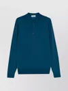 John Smedley Polo Sweater With Ribbed Cuffs And Hem In Blue