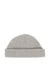 John Smedley Ribbed Beanie Hat In Gray