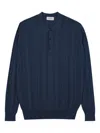 John Smedley Ribbed Polo Shirt In Blue