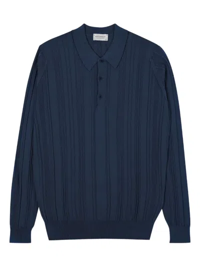 John Smedley Ribbed Polo Shirt In Blue