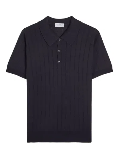 John Smedley Ribbed Polo Shirt In Blue
