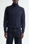 John Smedley Richard Turtleneck Merino Wool Sweater In Blue