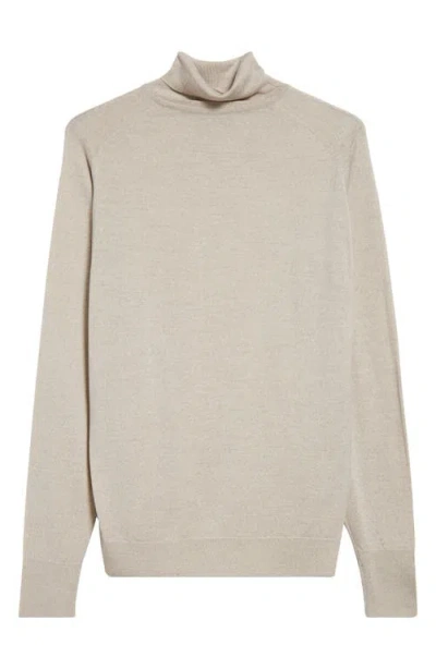 John Smedley Richard Turtleneck Merino Wool Sweater In Grey Fleece