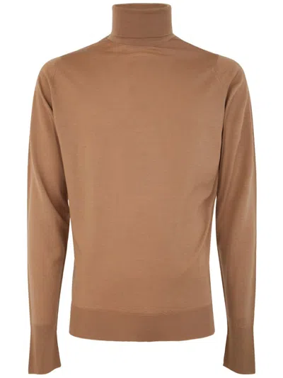 John Smedley Richards Long Sleeves Crew Neck Pullover In Beige
