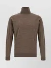 John Smedley Turtleneck Merino-wool Sweater In Brown
