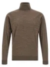 John Smedley Turtleneck Merino-wool Sweater In Brown